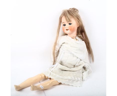 Vintage German porcelain-headed doll, by Koppelsdorf, height 77cm 