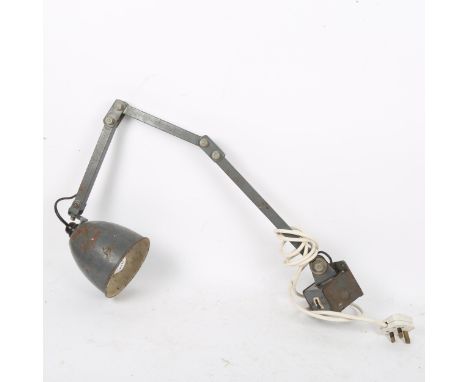 A Vintage Memlite industrial machinist's bench anglepoise lamp 