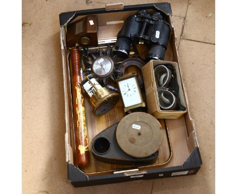 Carriage clock, goggles, perpetual calendar, truncheon etc 