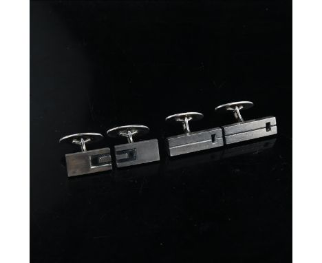 NIELS ERIK FROM - 2 pairs of Danish stylised sterling silver cufflinks 