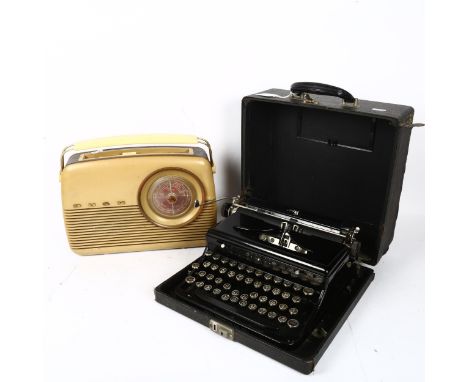 Cased Royal typewriter, and Bush battery operated radio (2) 