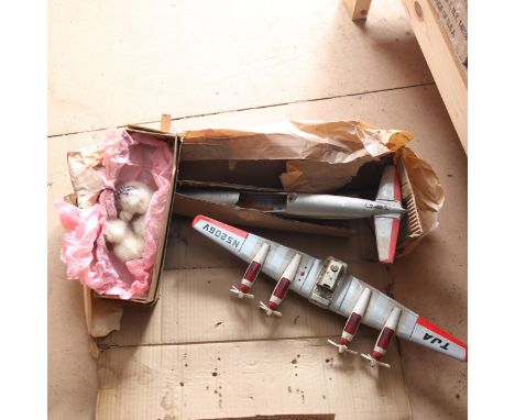 YONEZAWA - a Vintage Japanese tinplate battery operated Multi-Act Turboprop Jet Airliner, boxed, and a boxed Pelham Puppet Po