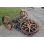 3x Rushton & Proctor cast iron wheels (2 on axles)