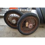 2x vintage car wire wheels.