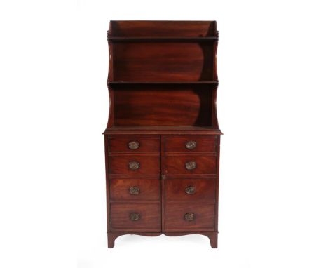 A Mahogany Waterfall Bookcase, late 19th century, in Regency style, the upper section with two shelves, the base with two cup