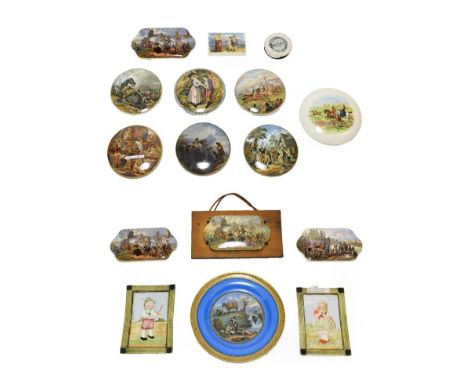 A Collection of Six Various Pratt Type Pot Lids, 19th century, of circular form with various printed patterns; Four Similar S