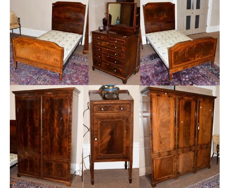 Maple &amp; Co: A Late 19th Century Mahogany, Crossbanded and Boxwood Strung Six Piece Bedroom Suite, comprising a triple doo