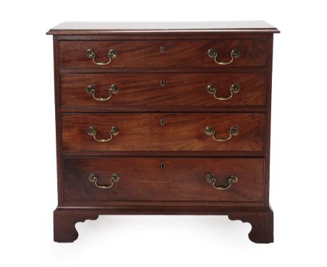 A George III Mahogany and Pine Sided Straight Front Chest, the moulded top above four long graduated drawers, on bracket feet