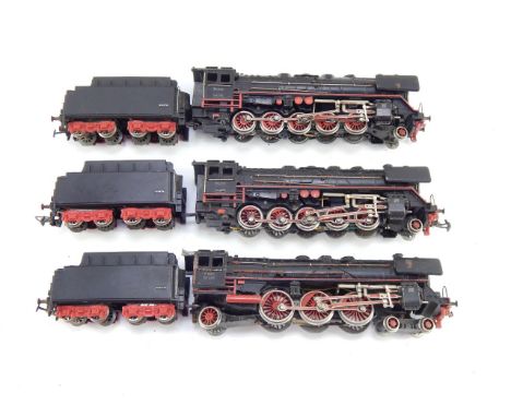 Three Marklin dublo DRB heavy freight locomotives, two Class 45, 2-10-0, the other F800, 4-6-2.
