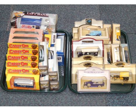 Lledo and Days one By die cast vintage cars and vans, trams, Carry On, Heartbeat and Dad's Army collectibles, boxed, (qty).