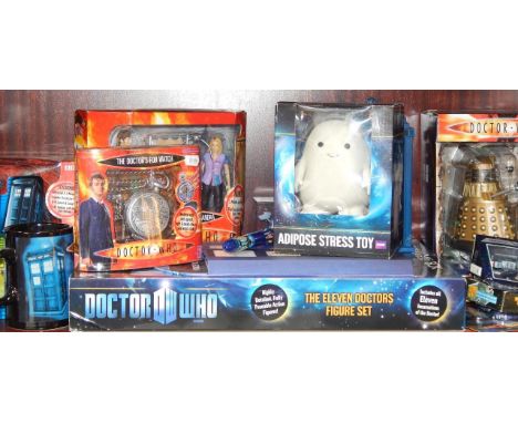 Doctor Who character figures, comprising The Doctor and RC K-9, The Doctor, Rose and Cassandra, Gold Dalek, Journal of Imposs