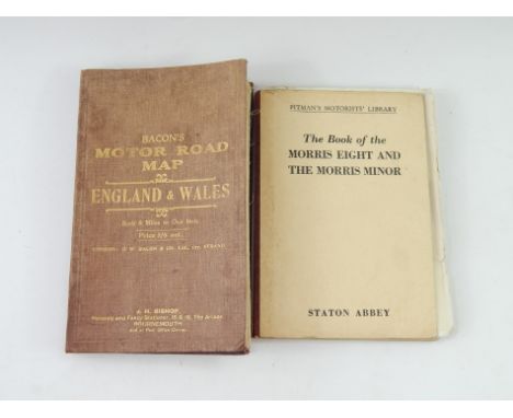 A Bacon's Motor Road Map, England & Wales, folding cloth, and a Pitman's Motorist's Library Book of the Morris Eight and The 