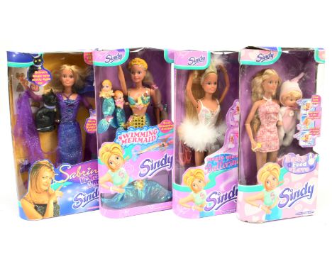 Hasbro Vivid imaginations Sindy boxed dolls x four: (1) Sindy Sabrina The Teenage Witch #26770, 2001; (2) Sindy Baby Feed 'n'