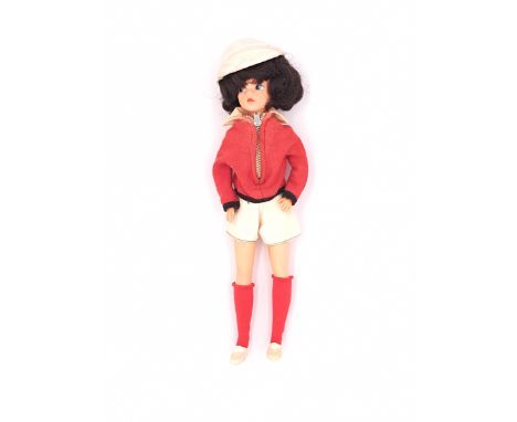 Pedigree mini Sindy vintage doll, brunette, wearing 1968 Carefree Camping, Good to Excellent Plus.
