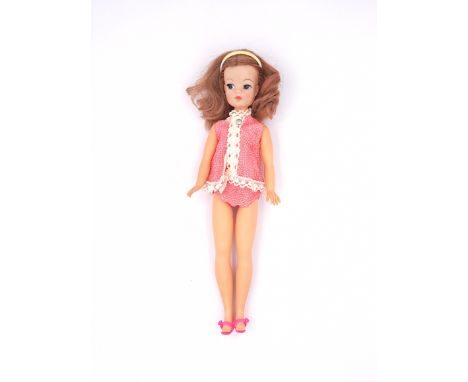 Pedigree Sindy Bedtime Beauty Trendy Girl vintage doll, 1972, auburn, some colour transfer to feet, Good to Excellent.