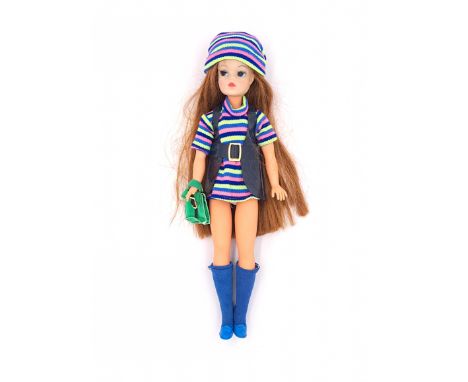 Pedigree Sindy Trendy Girl vintage doll, auburn re-root, wearing 1971 College Girl, Good Plus to Excellent Plus.&nbsp;