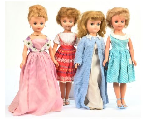 Pedigree teenage vintage fashion dolls x four, 1960s: (1) honey blonde, wearing Debutant Gala 1961, 20"/51cm; (2) Rebecca, ho