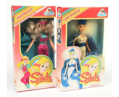 Pedigree Sindy pair of 1980s vintage boxed dolls: (1) Snow Princess #42056, 1986, Near Mint to Mint, within Excellent box; (2