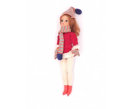 Pedigree Sindy Trendy Girl 033055X vintage doll, auburn (missing some plugs), wearing 1971 Skater, Good to Good Plus.