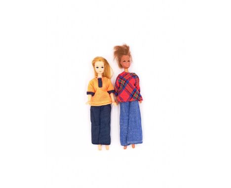Palitoy Pippa and Dancing Marie pair of vintage dolls, and a Pippa kitchen, Marie's hair has been cut, kitchen is incomplete;