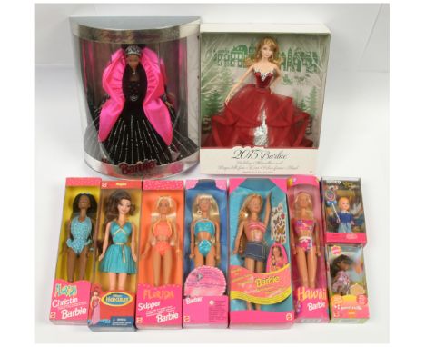 Mattel Barbie and others group of boxed dolls including: (1) Happy Holidays Barbie, #20201; (2) 2015 Barbie, # CHR76; (3) But
