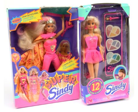 Hasbro Sindy pair of vintage boxed dolls: (1) Super Sindy #18463, 1994; (2) Sindy I Love Make-Up #18425, 1994; Near Mint to M
