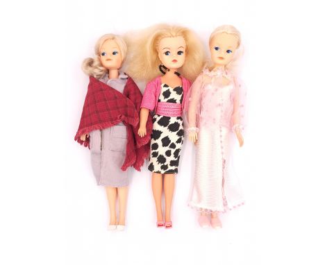 Pedigree Sindy three vintage 1980s dolls: (1) 1985 C'est Chic; (2) 1986 Boutique 43114; (3) 1986 Boutique 431161; Fair Plus t