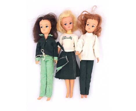 Pedigree Sindy set of six vintage dolls, wearing Mix 'n' Match 1980, ALL INCLUDING SHOES; Fair Plus to Excellent; (6).&nbsp;