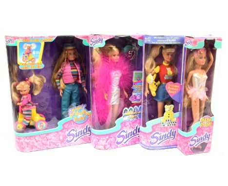 Hasbro Vivid Imaginations Sindy four vintage boxed dolls: (1) Sindy BBC Children in Need 26050, 1998; (2) Sindy Millennium Pa