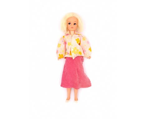 Pedigree Sindy OD Trendy Girl vintage doll, blonde (missing some plugs), wearing 1971 Midi and Blouse, Fair Plus to Good.&nbs