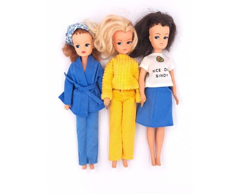 Pedigree Sindy set of seven vintage 1970s dolls, wearing Mix 'n' Match 1977, ALL INCLUDING SHOES; Fair Plus to Excellent; (7)