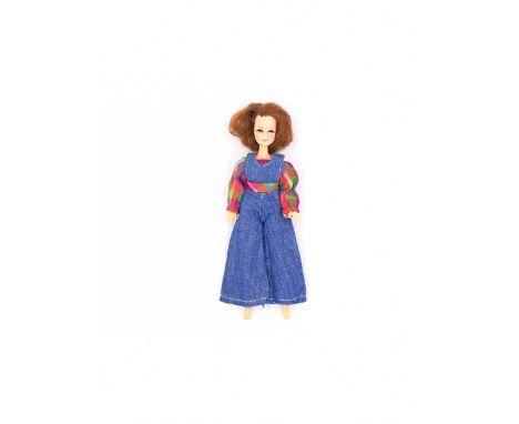 Palitoy Pippa Penny vintage doll, 1976, brunette, discolouration to right cheek, left cheek rubbed, indentation above left hi
