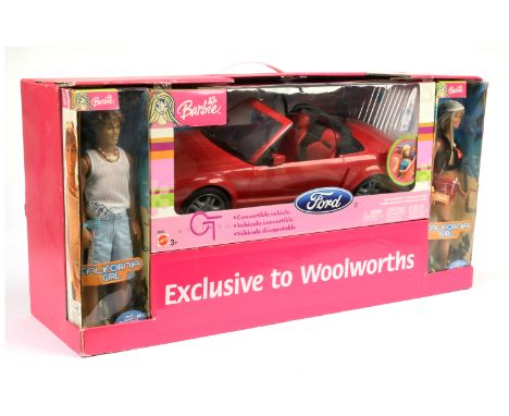 Mattel Barbie boxed Ford Mustang set exclusive to Woolworths including Ford Mustang, #B6283, California Girl Barbie and Ken d