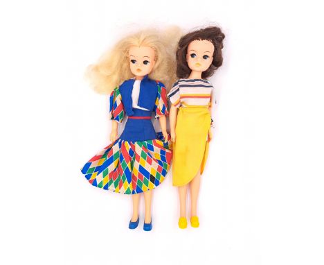 Pedigree Sindy pair of vintage 1980s dolls: (1) 1985 Harlequin; (2) 1984 Top, Shorts and Sarong; Fair Plus to Excellent; (2).