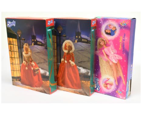 Hasbro Sindy trio of vintage boxed dolls: (1) &amp; (2) Sindy 1996 Noel Festive Christmas Sindy #18628 and #18572; (3) Sindy 