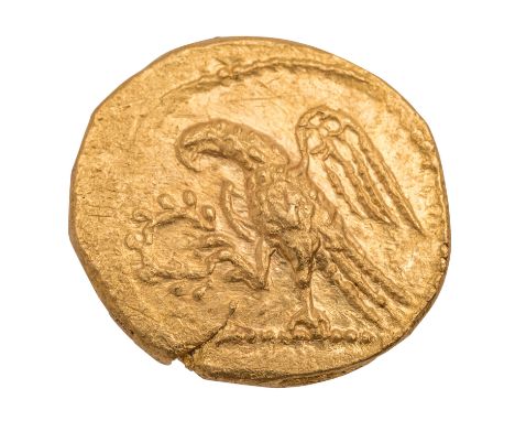Königreich der Daker - Goldstater 1 Jh.v. Chr, König Koson, Av: Römischer Magistrat schreitet, begleitet von zwei Liktoren n.
