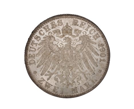 Fürstentum Reuss ältere Linie (Greiz) - 2 Mark 1899/A, Heinrich XXII., vz, Tönung, Kratzer, leicht berieben, leichter Grünspa