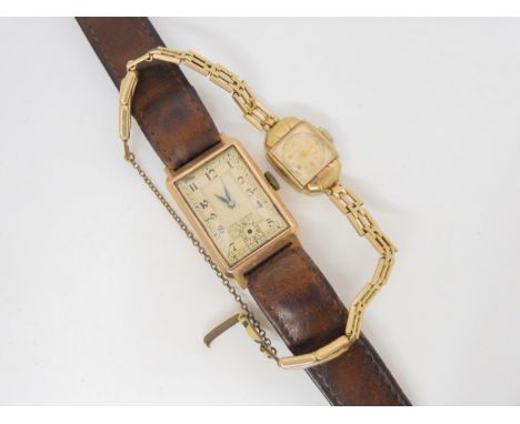 A 9ctgold Rotary watch head, with a 9ct metal core bracelet, together with a 9ct cased gents watch, weight together 36gms Con