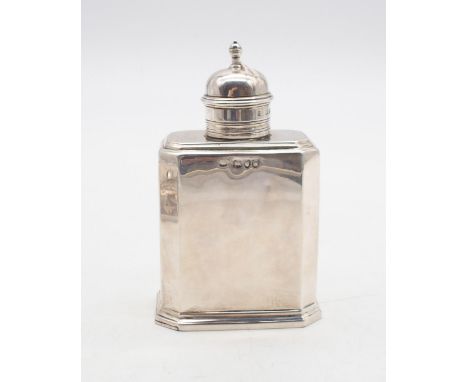 A Victorian silver tea caddy, of rectangular form, with canted edges, by Thomas Bradbury, London 1895, 154gms Condition Repor