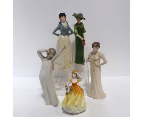 A Coalport figure Eloise, a Nao figure and three Goebel figures Condition Report:Available upon request