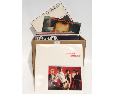 VINYL LP RECORDS a box of mostly 1980's vinyl LP records with Tourists, The Cars, Ultravox, Simple Minds, UB40, Heaven 17, Ga