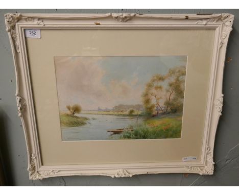 Watercolour - River Landscape by C Wilkinson - IS: 35cm x 24cm 
