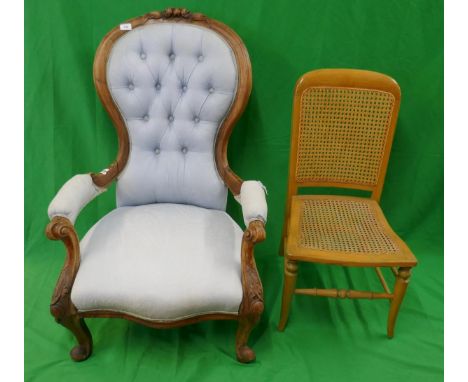 Button back armchair together with bergere chair 
