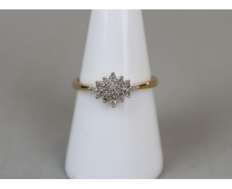 Gold diamond cluster ring - Size O½ 