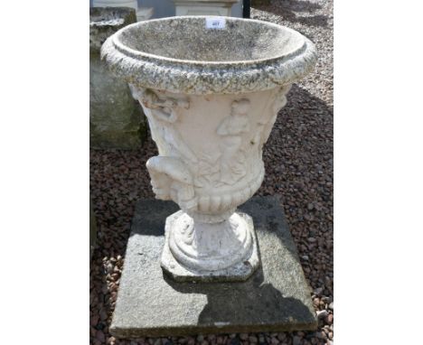 Marble pedestal planter - Height 58cm 