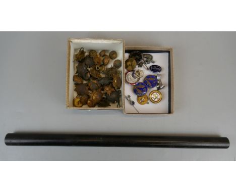 Military items to include buttons badges swagger stick etc. 