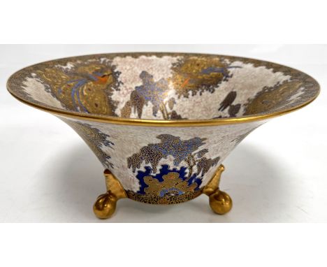 A Carlton Ware flared three footed bowl, one foot reattached, 13 cm.&nbsp;