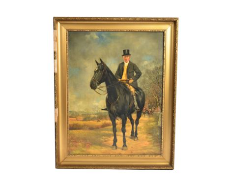 20th Century British School oil on canvas, 'Portrait of Arthur Creswell on a Hunt', indistinctly signed and dated 'David N***
