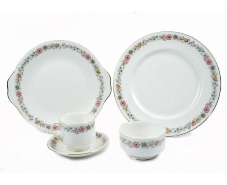 A Paragon 'Belinda' pattern bone china part dinner and tea service, comprising 12 dinner plates, 27 cm diameter; 12 dessert p