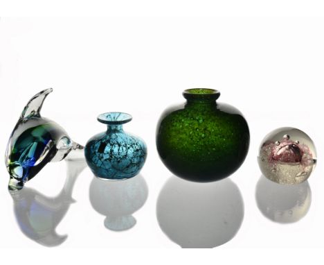 A collection of 20th Century British and European glassware, including two Caithness paperweights, 'Journey' and 'Congratulat